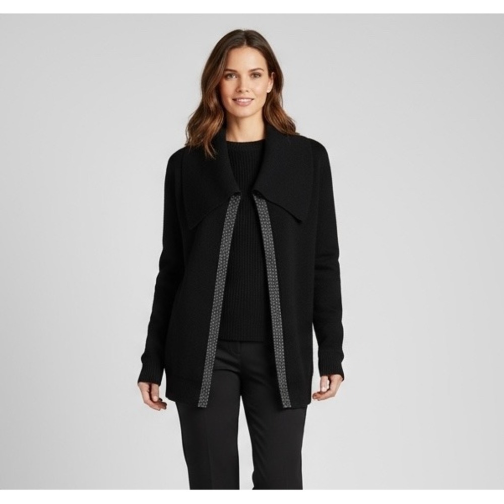 Vex Collection Classy Black Embroidered Cardigan Sweater‎ Women's Small